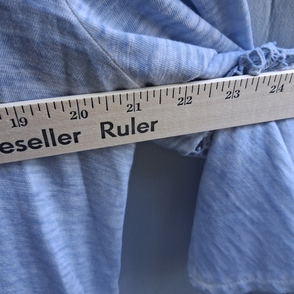 New Directions‎ Women's Medium Bell Sleeve Top Crochet Trim Accents Light Blue - Picture 7 of 7